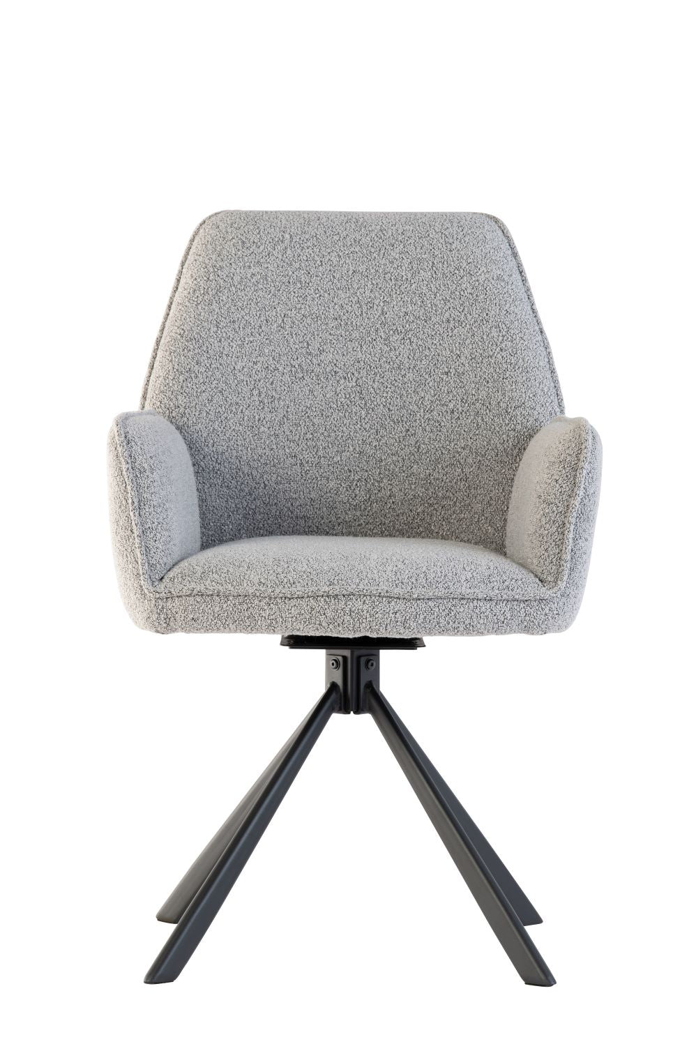 Henners Dining Chair Grey Boucle with Black Leg