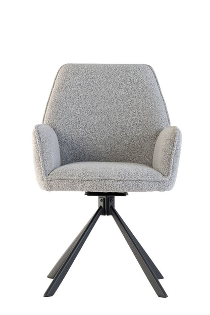 Henners Dining Chair Grey Boucle with Black Leg