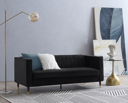 Griffen 3 Seater Fabric Sofa - Black Velvet