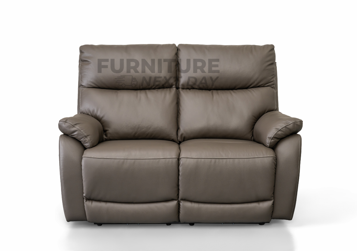 Hilltown 2 Seater  Leather Electric Recliner - Grey