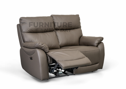 Hilltown 2 Seater  Leather Electric Recliner - Grey