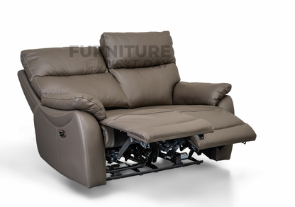 Hilltown 2 Seater  Leather Electric Recliner - Grey