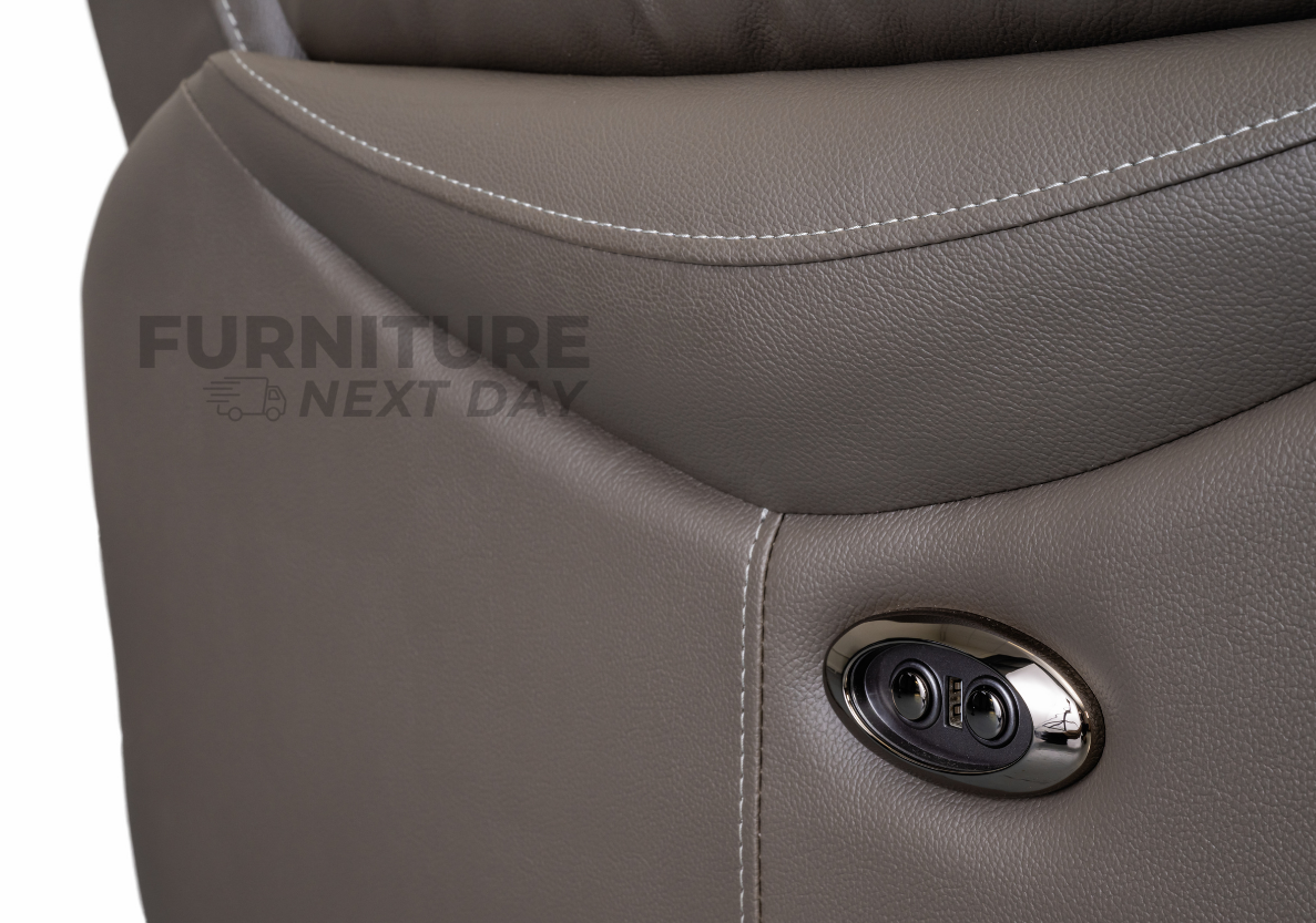 Hilltown 2 Seater  Leather Electric Recliner - Grey