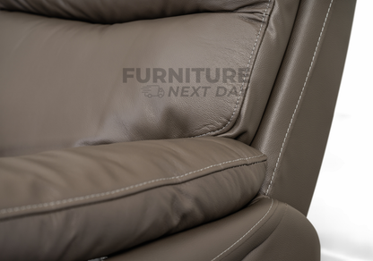 Hilltown 3 Seater Leather Electric Recliner - Grey