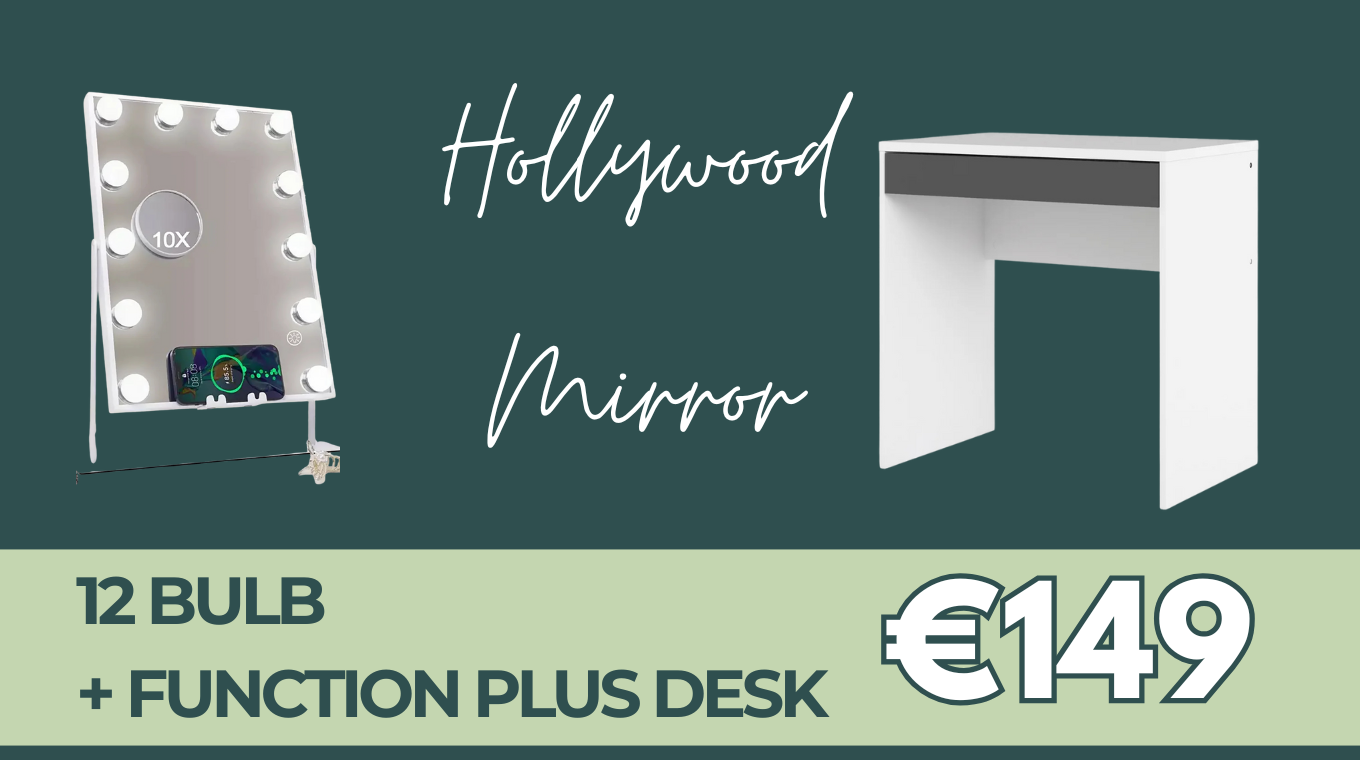 Hollywood 12 Bulb Mirror + Function Plus Desk