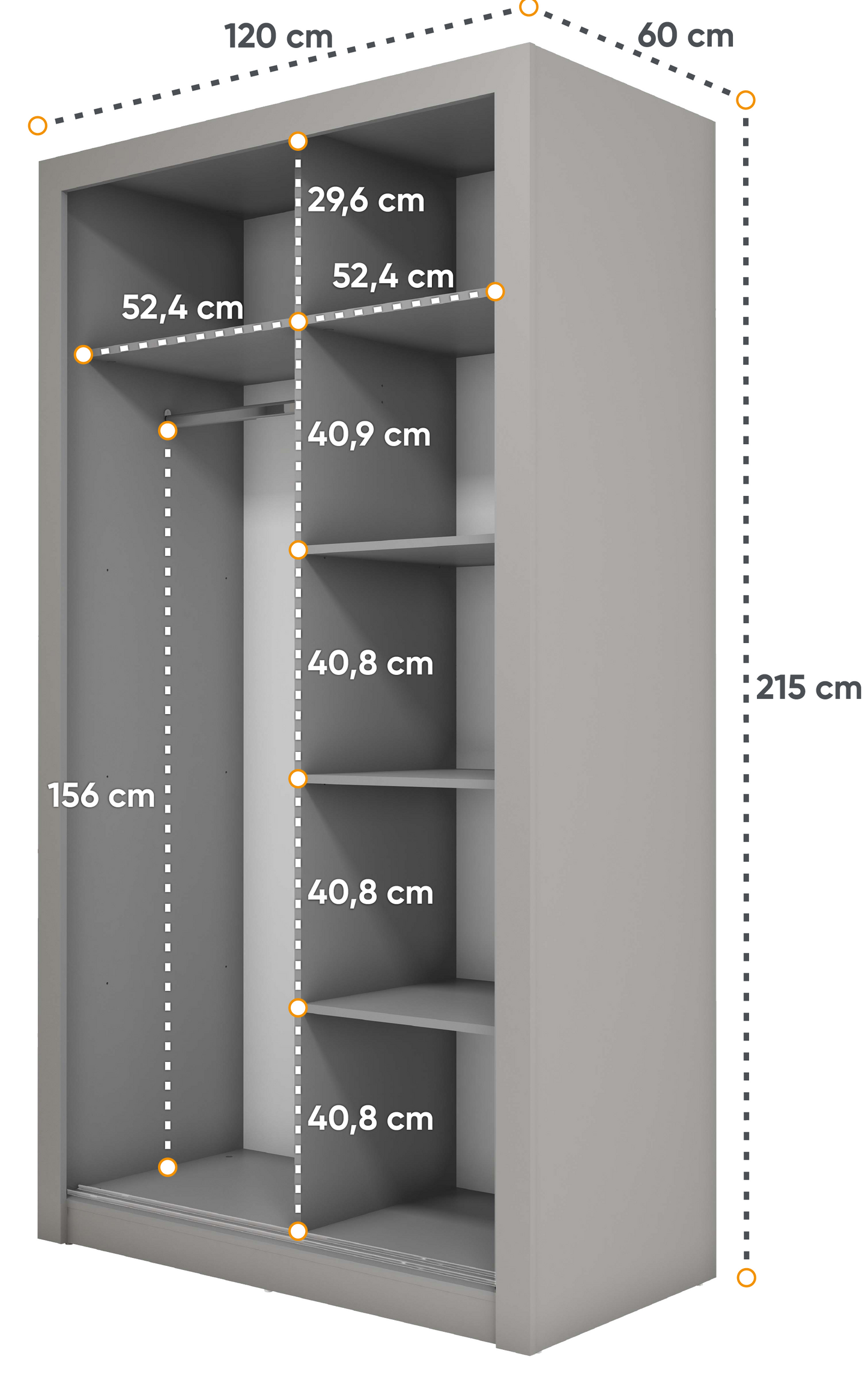Venus 1.2m Sliderobe - Grey