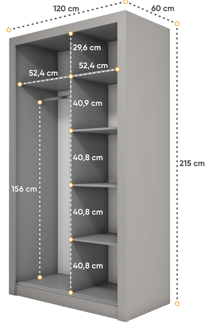 Venus 1.2m Sliderobe - Grey