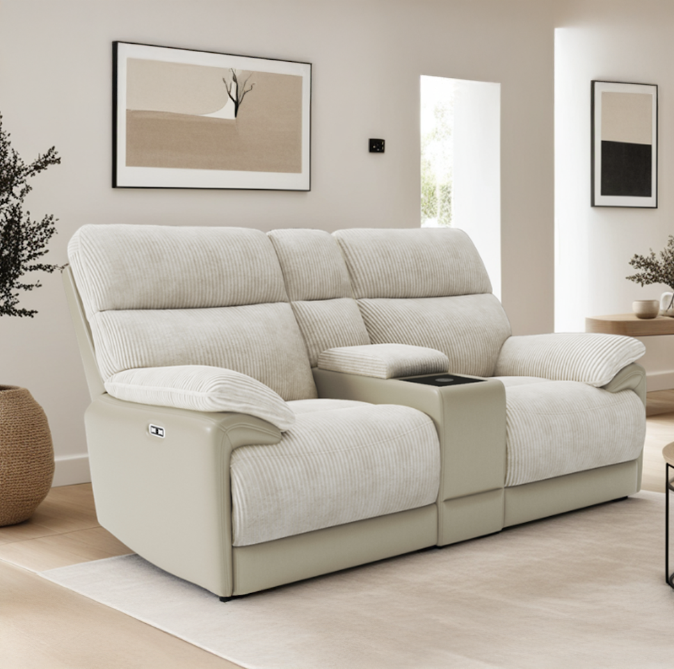 Rome 2 Seater Power Recliner with Console Table