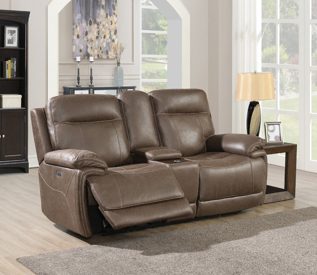 Glasgow 2 Seater Power W/ Console - Chestnut
