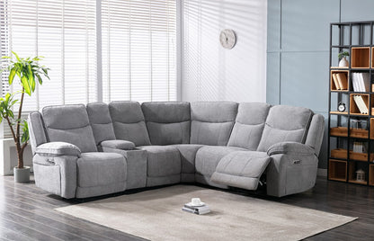 Frankfurt Corner Sofa -  Sectional 2-C-2 with Console Table - Light Grey