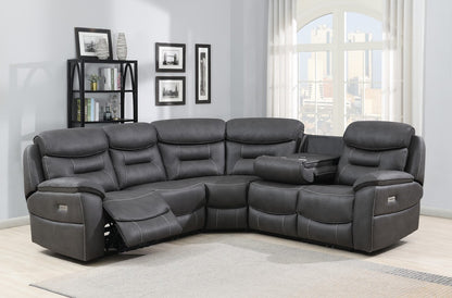 Palma Corner Sofa -  Sectional 2-C-2 with Drop Down Table - Grey