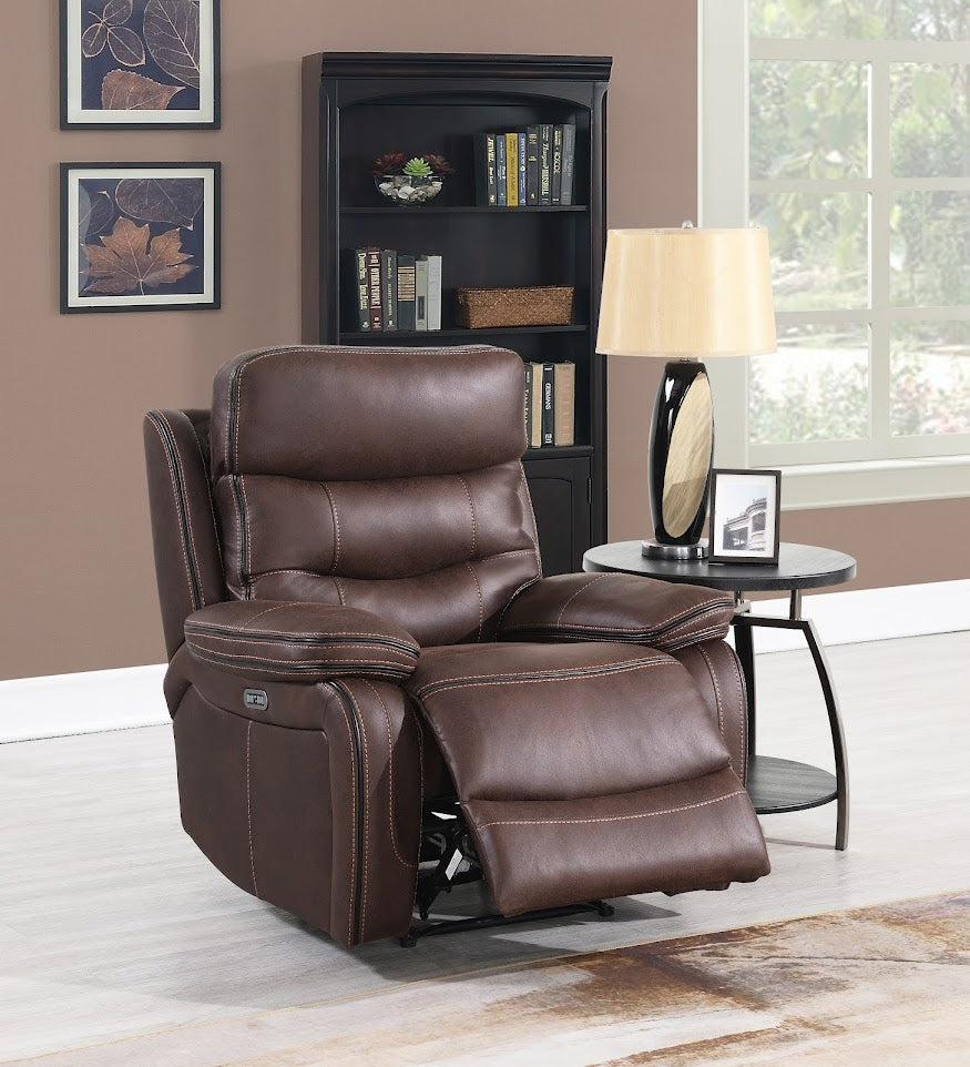 Lisbon Chair Power Recliner with Power Headrest - Chocolate