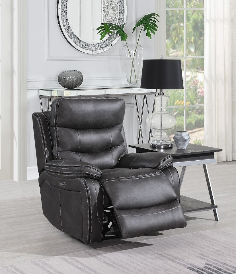 Lisbon Chair Power Recliner with Power Headrest - Grey