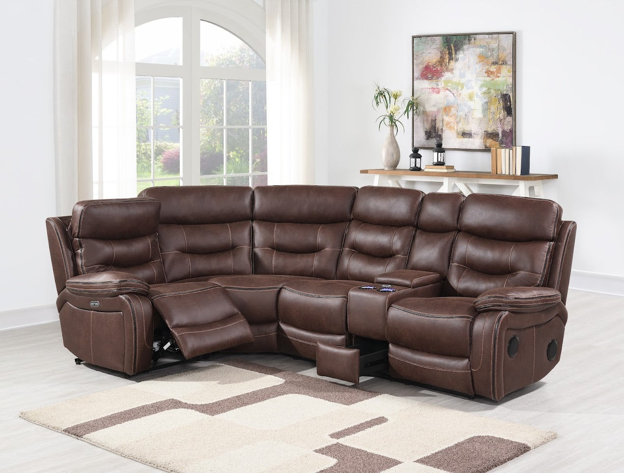 Lisbon Corner Power Recliner with Power Headrest - Chocolate