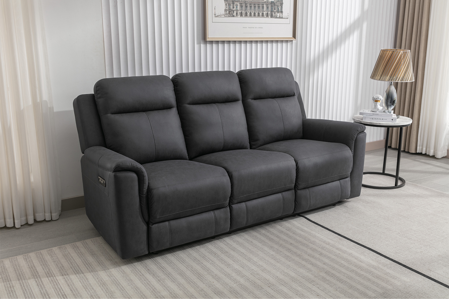 Norway Dark Grey 3 Seater Power Recliner