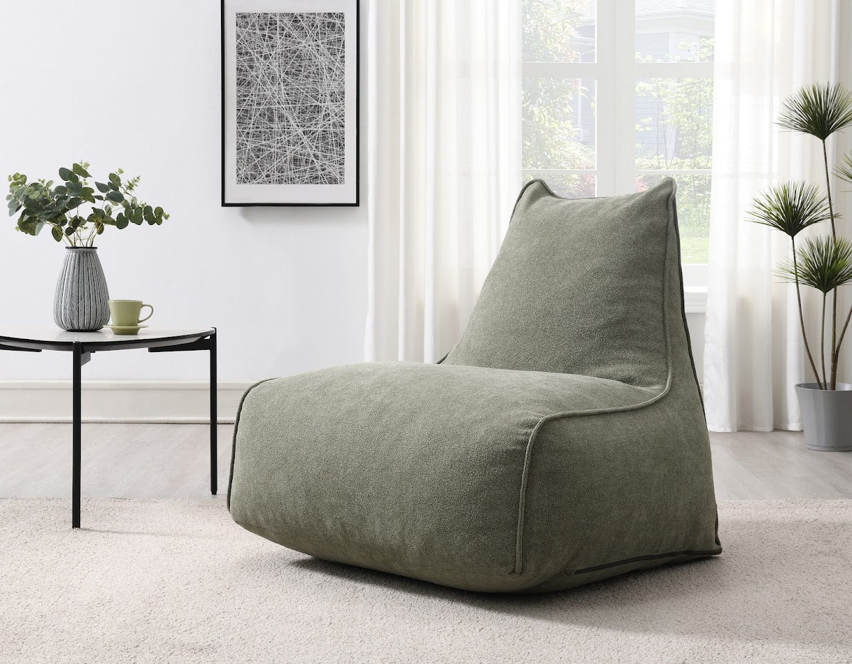 Elm Lounger Bean Bag - Moss Green
