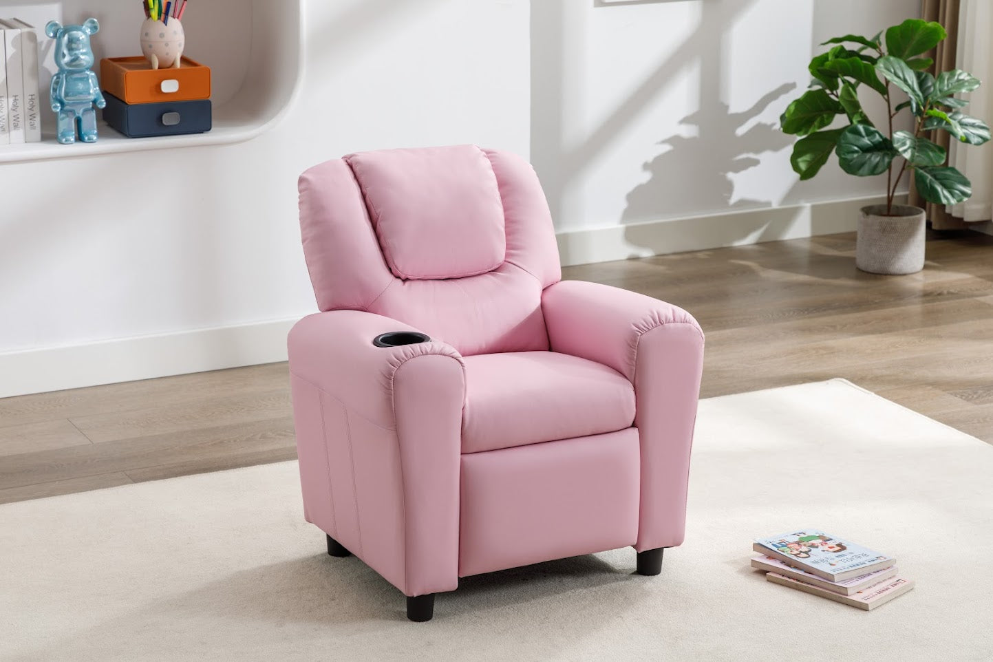 Childs Recliner with Cupholder - Light Pink