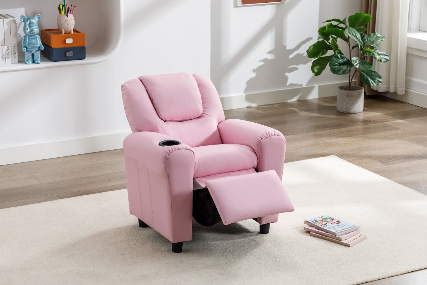 Childs Recliner with Cupholder - Light Pink