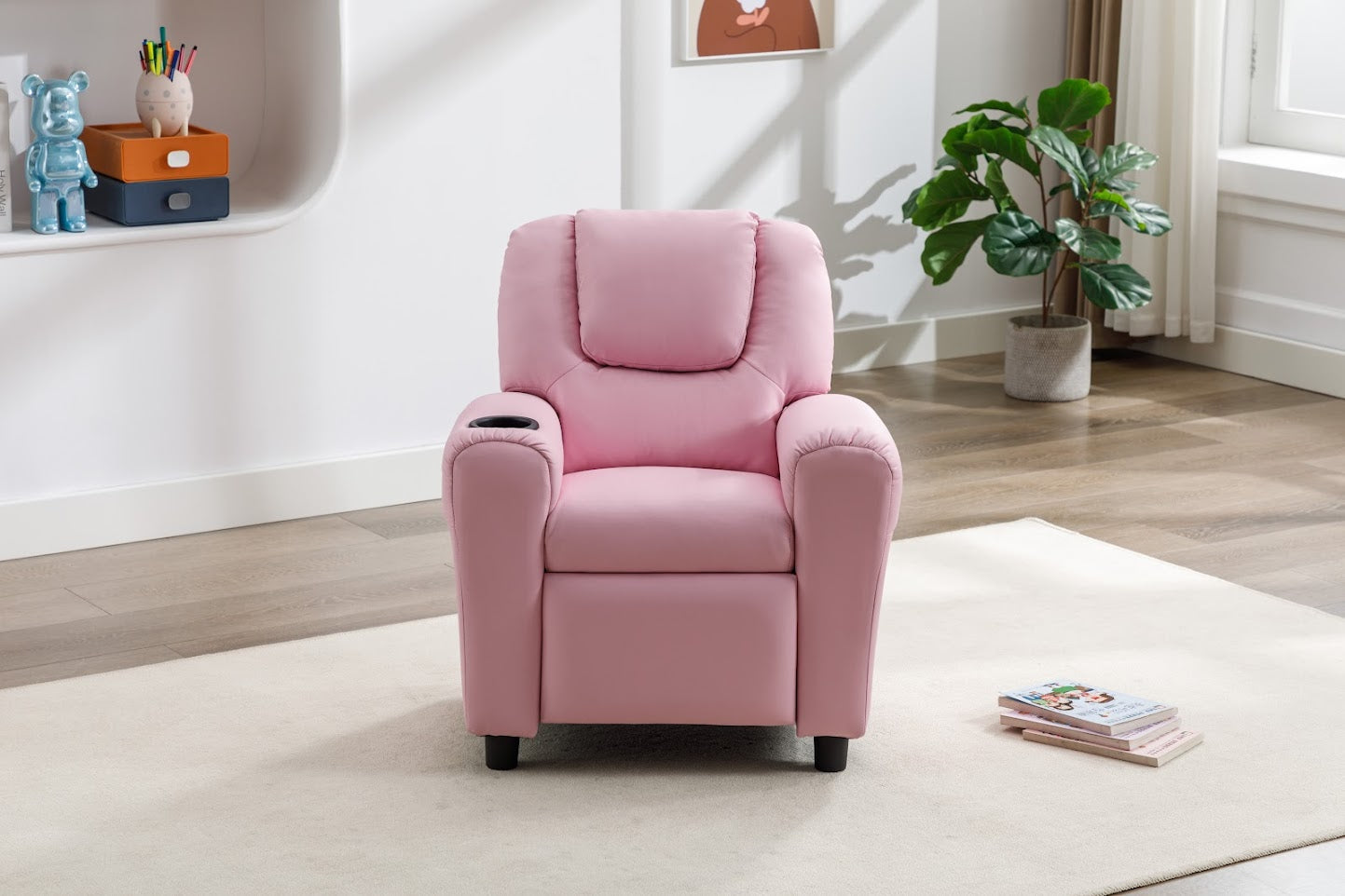 Childs Recliner with Cupholder - Light Pink