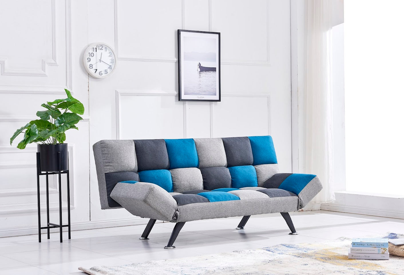 Verona Sofa Bed - Teal/Grey Patchwork