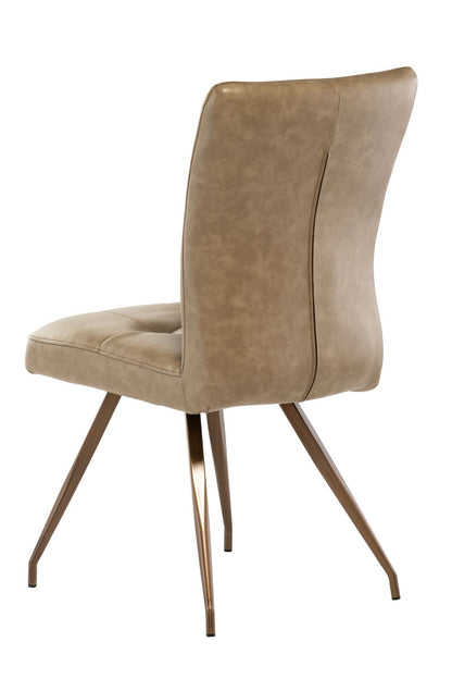 Kilikanoon Dining Chair Set of 2, Taupe with Brushed Brass Leg