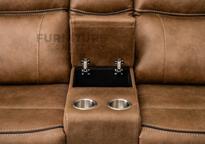 Killmore 2 Seater Fabric Manual Recliner With Console - Tan