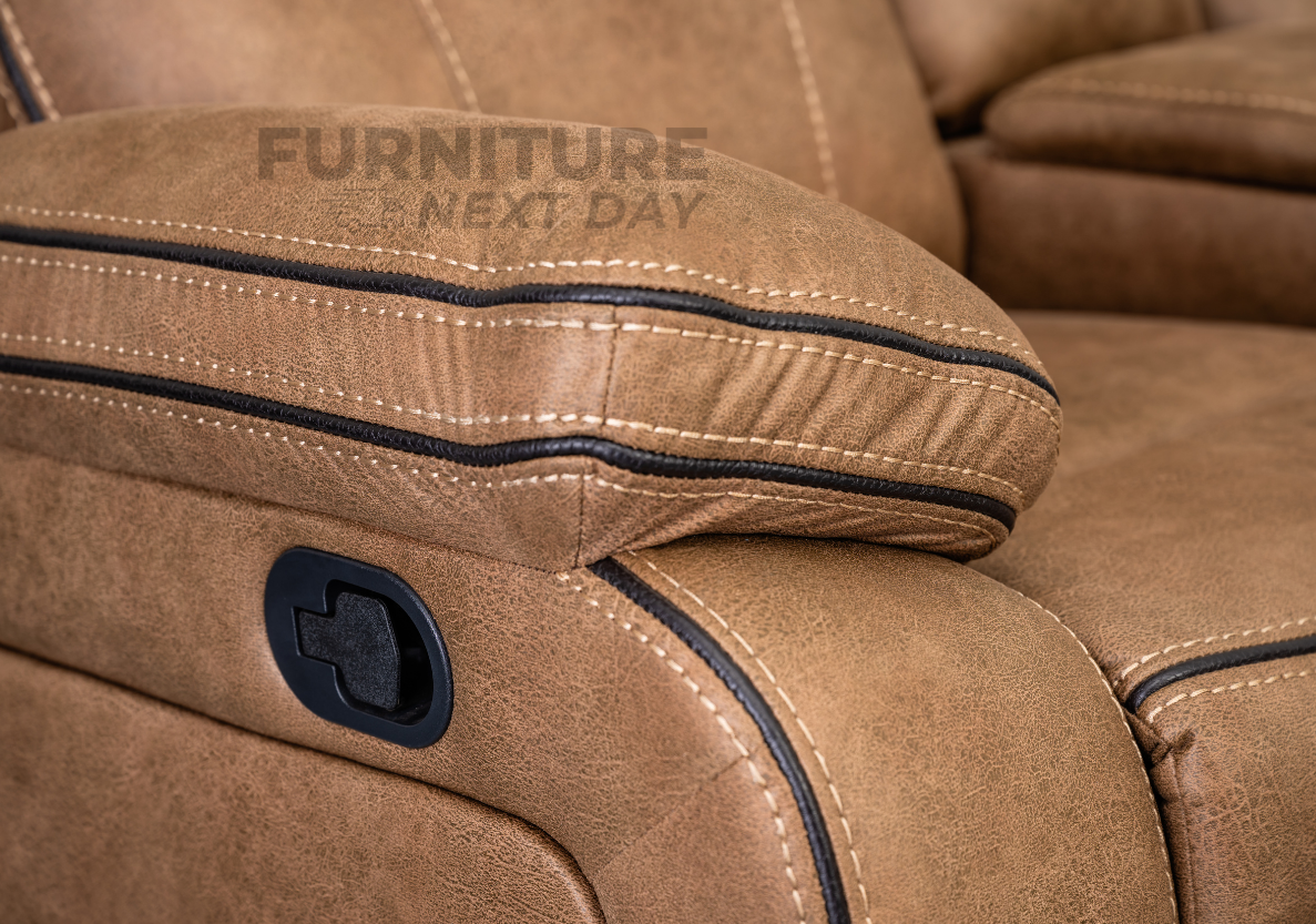 Killmore 2 Seater Fabric Manual Recliner With Console - Tan