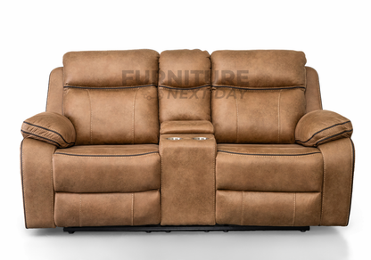 Killmore 2 Seater Fabric Manual Recliner With Console - Tan