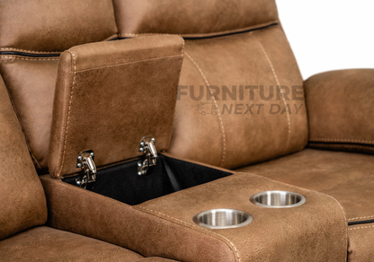 Killmore 2 Seater Fabric Manual Recliner With Console - Tan