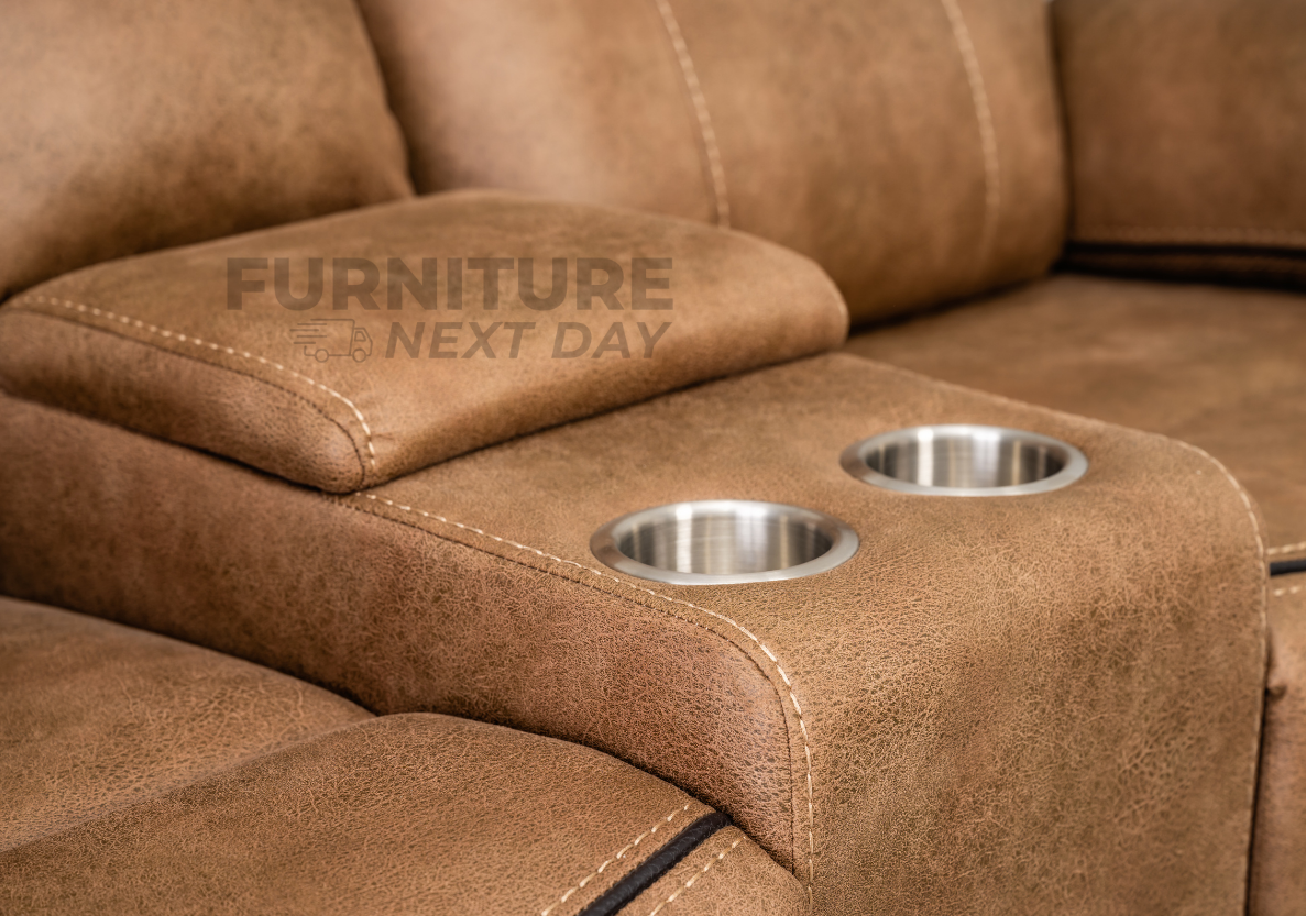 Killmore 2 Seater Fabric Manual Recliner With Console - Tan