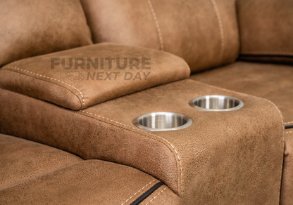 Killmore 2 Seater Fabric Manual Recliner With Console - Tan