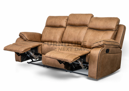 Killmore 3 Seater Fabric Manual Recliner- Tan
