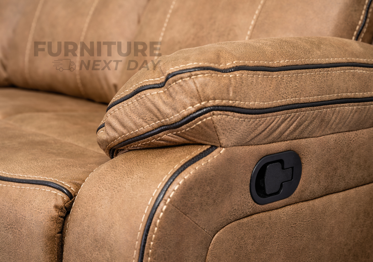 Killmore 3 Seater Fabric Manual Recliner- Tan