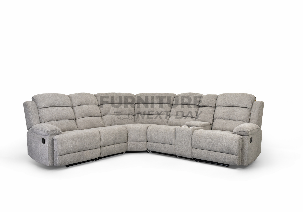 Limerick Corner Group Fabric Manual Recliner - Light Grey