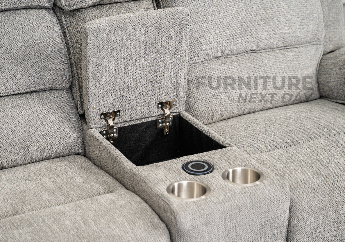 Limerick Corner Group Fabric Manual Recliner - Light Grey