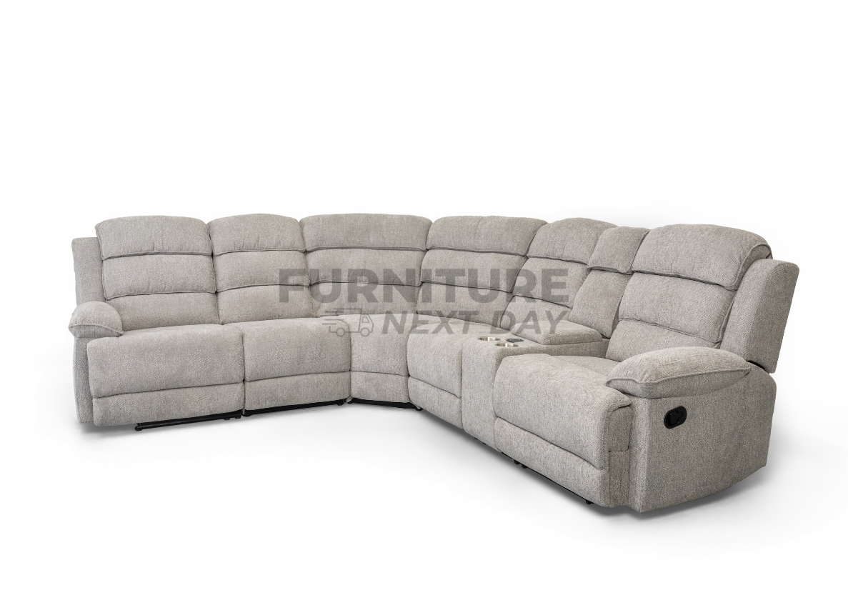 Limerick Corner Group Fabric Manual Recliner - Light Grey