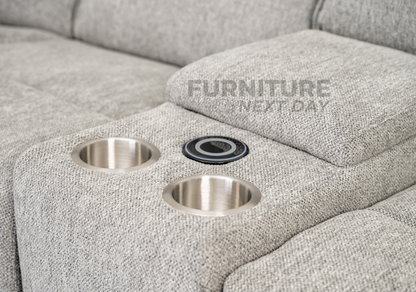 Limerick Corner Group Fabric Manual Recliner - Light Grey