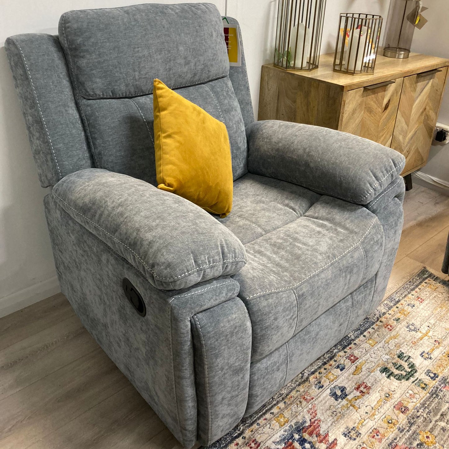 Lucy 1 Seater Reclining Suite - Light Grey