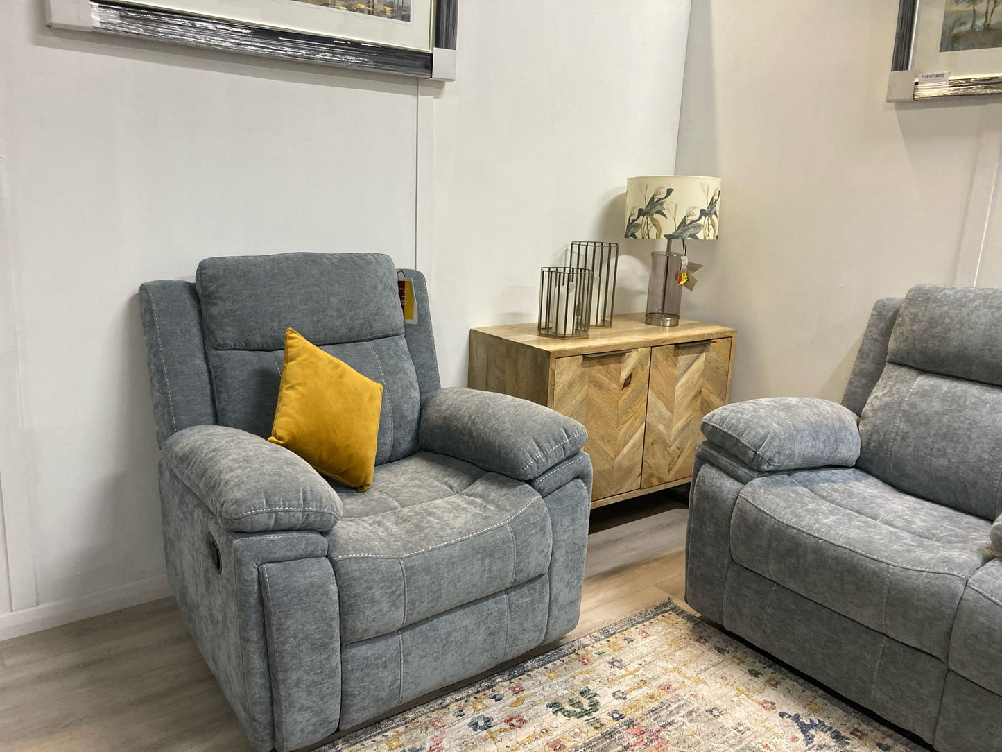 Lucy 1 Seater Reclining Suite - Light Grey