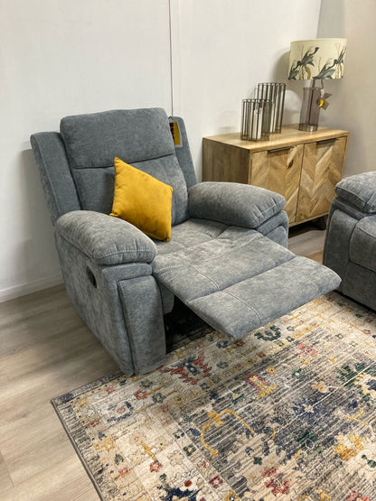 Lucy 1 Seater Reclining Suite - Light Grey