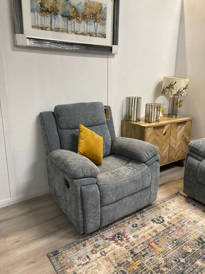 Lucy 1 Seater Reclining Suite - Light Grey