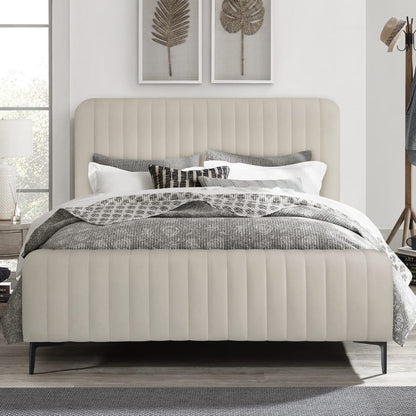 Clarissa 4'6  Double Bed - Beige Fabric