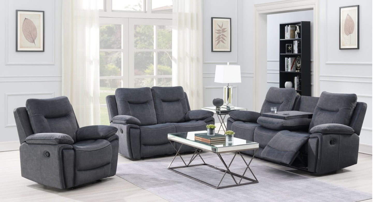 Foxlands 3+2+1 Seater Manual Recliner with Dropdown Table - Grey