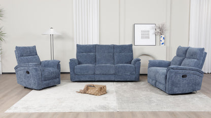Loughmore 2 Seater Fabric Manual Recliner - Blue