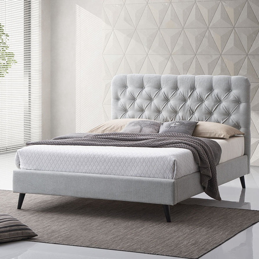 Penelope 4'6  Double Bed- Light Grey