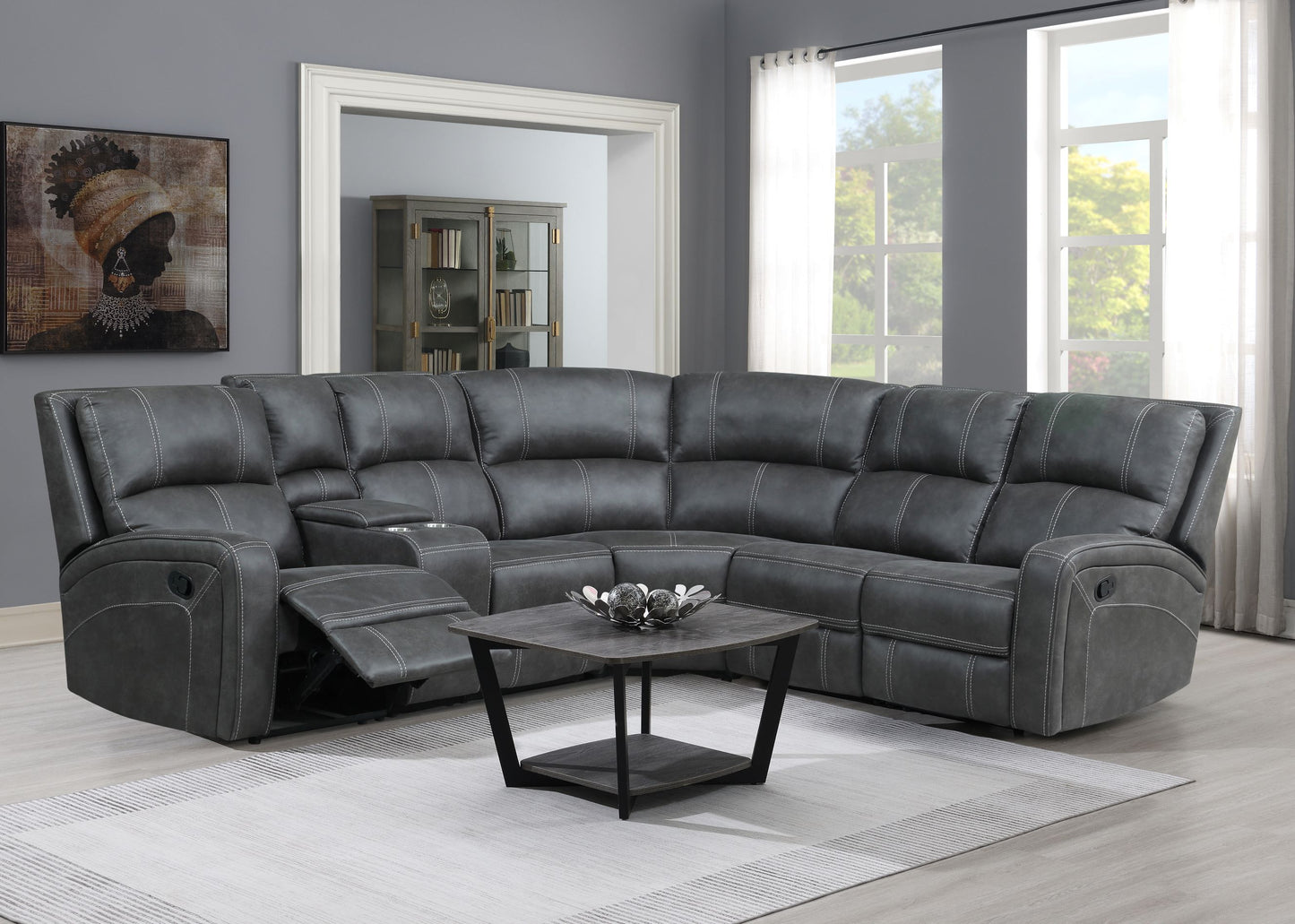 Ringwoods Corner Group Fabric Manual  Recliner-Grey