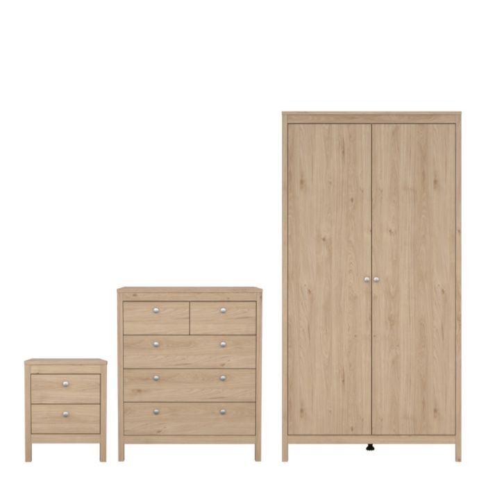Madrid 3 Piece Bedroom Set with 2 Door Robe - Jackson Hickory