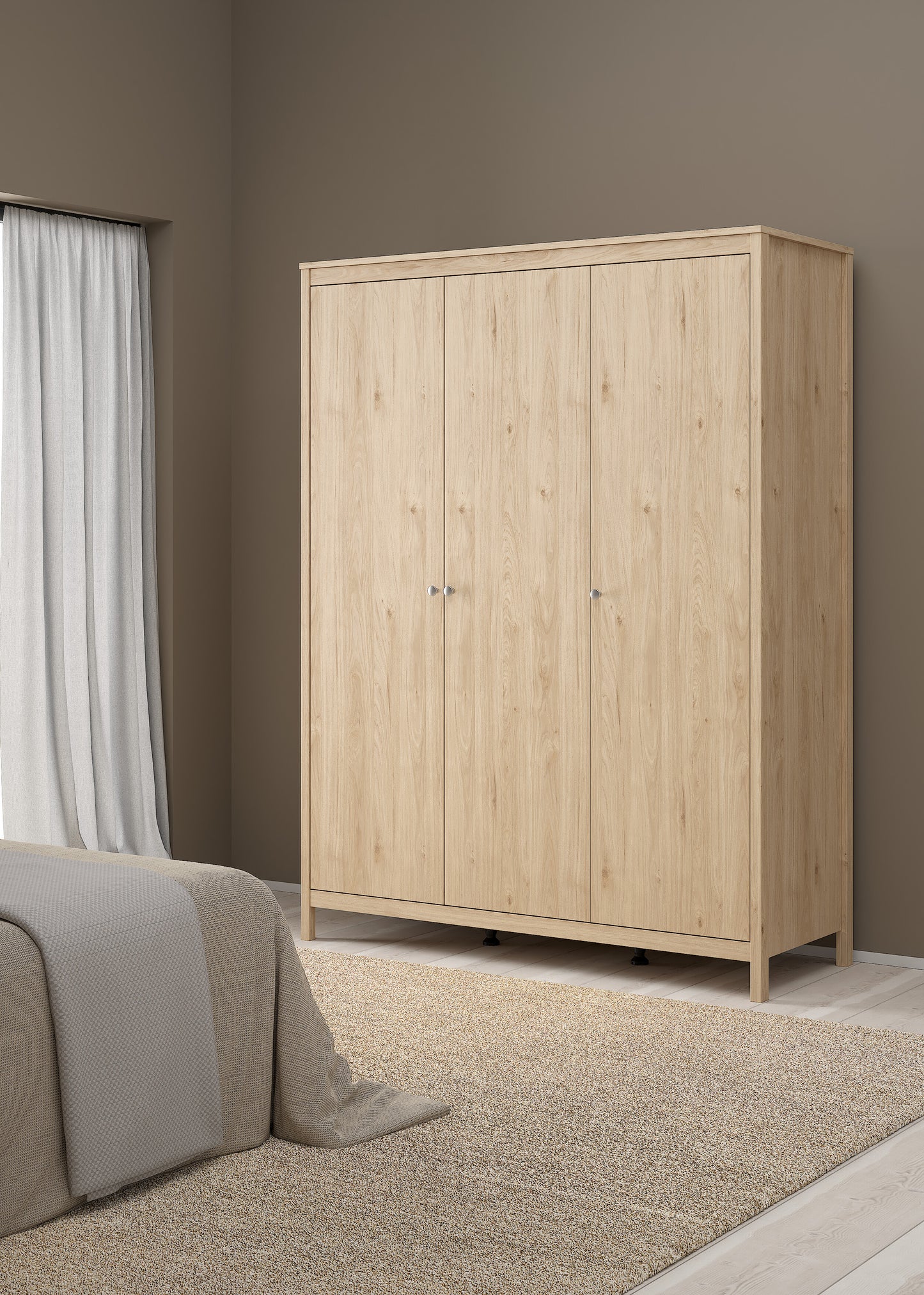 Madrid 3 Door Wardrobe - Jackson Hickory