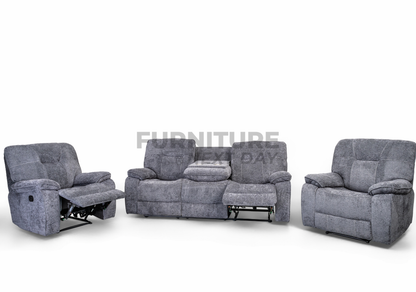 Castlegreen 3+1+1 Seater Fabric Recliner - Dark Grey