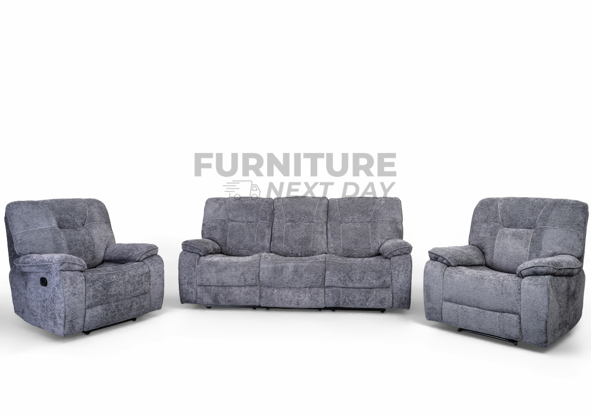 Castlegreen 3+1+1 Seater Fabric Recliner - Dark Grey